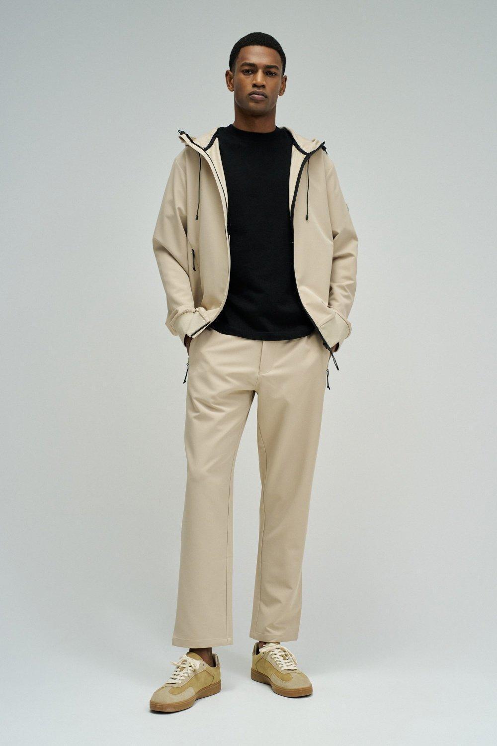 Joggers Trousers In Fabric, Cream, large image number 1