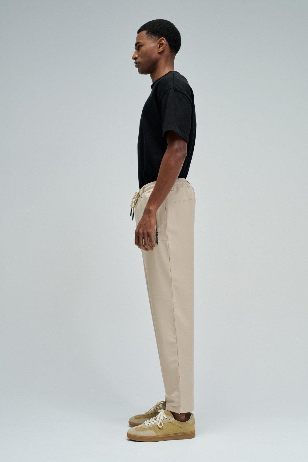 Joggers Trousers In Fabric, Cream, large image number 2