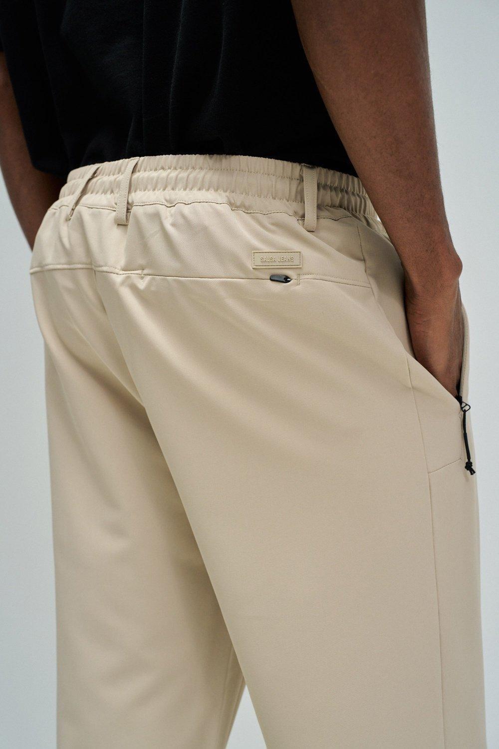 Joggers Trousers In Fabric, Cream, large image number 4