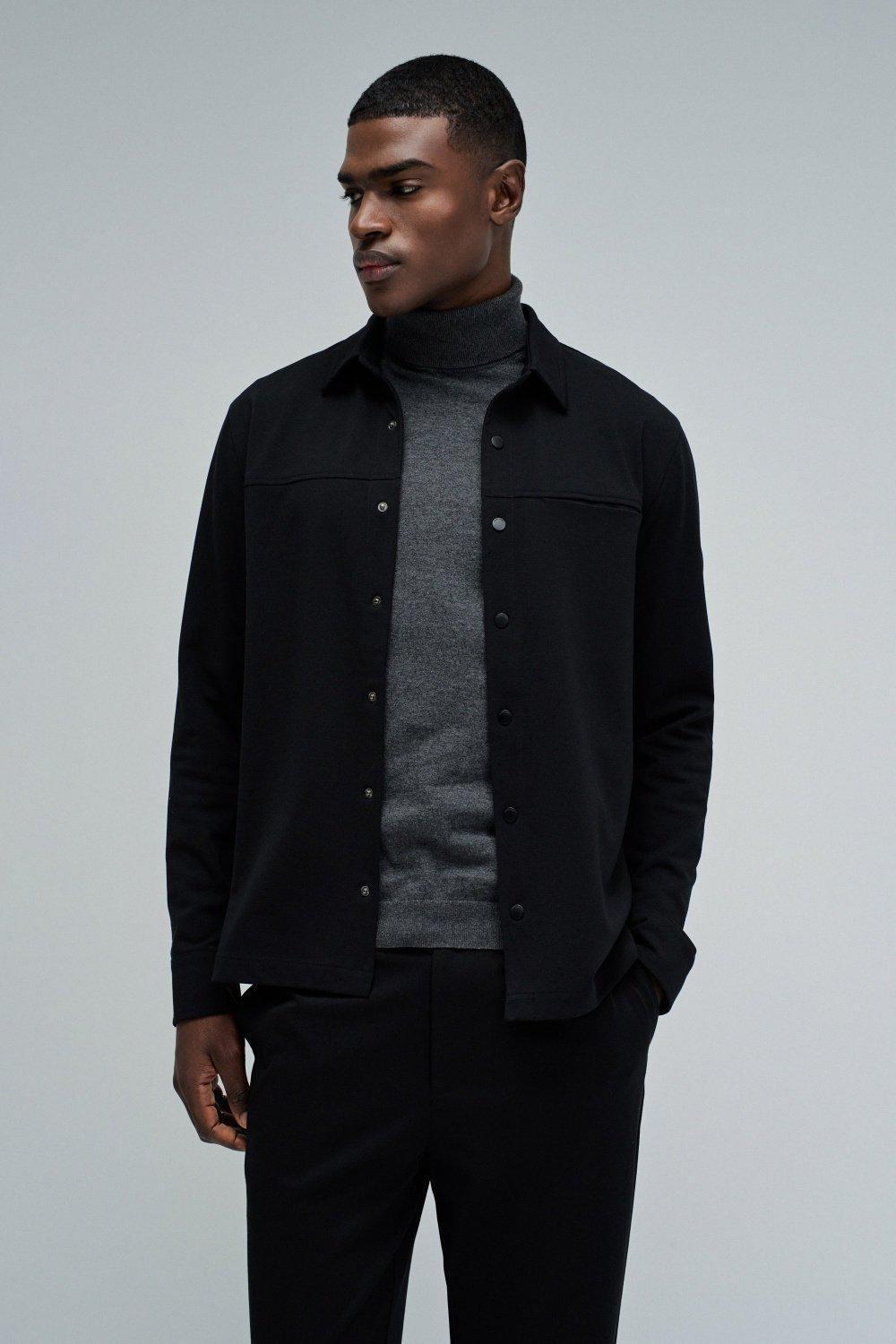 Regular Fit Overshirt, Black, medium