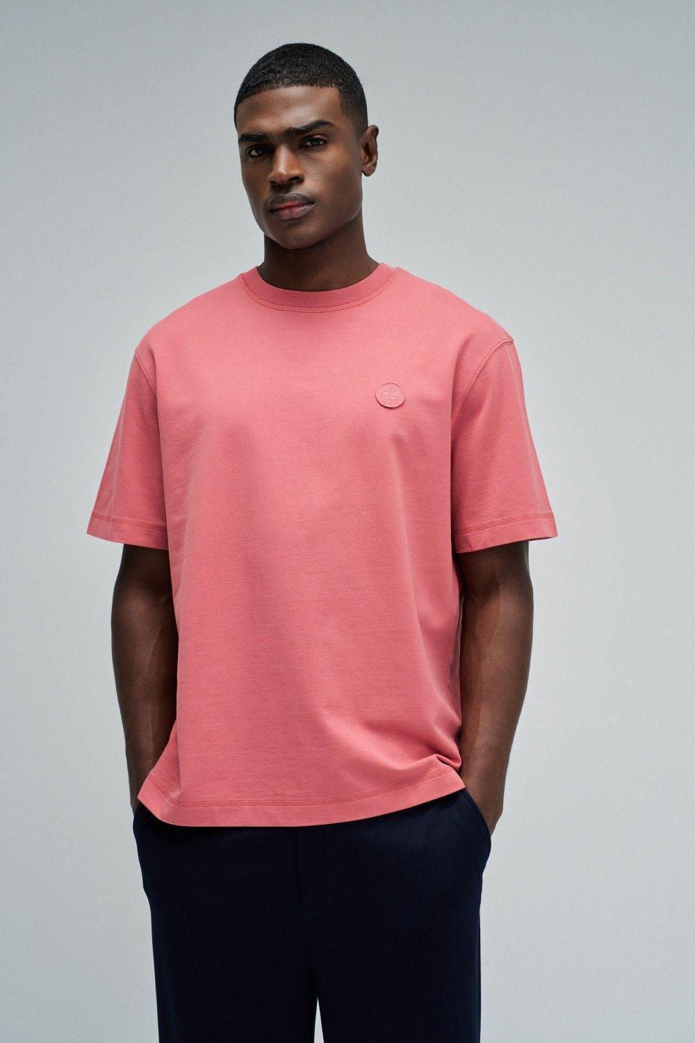 T-Shirt With Branding, Dark Pink, medium