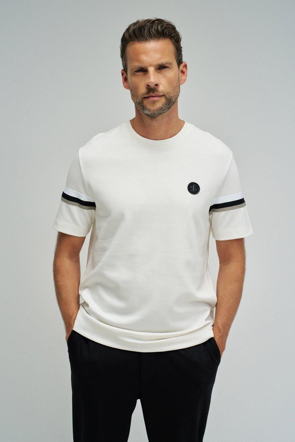 T-Shirt With Stripes, Pearl, large image number 0