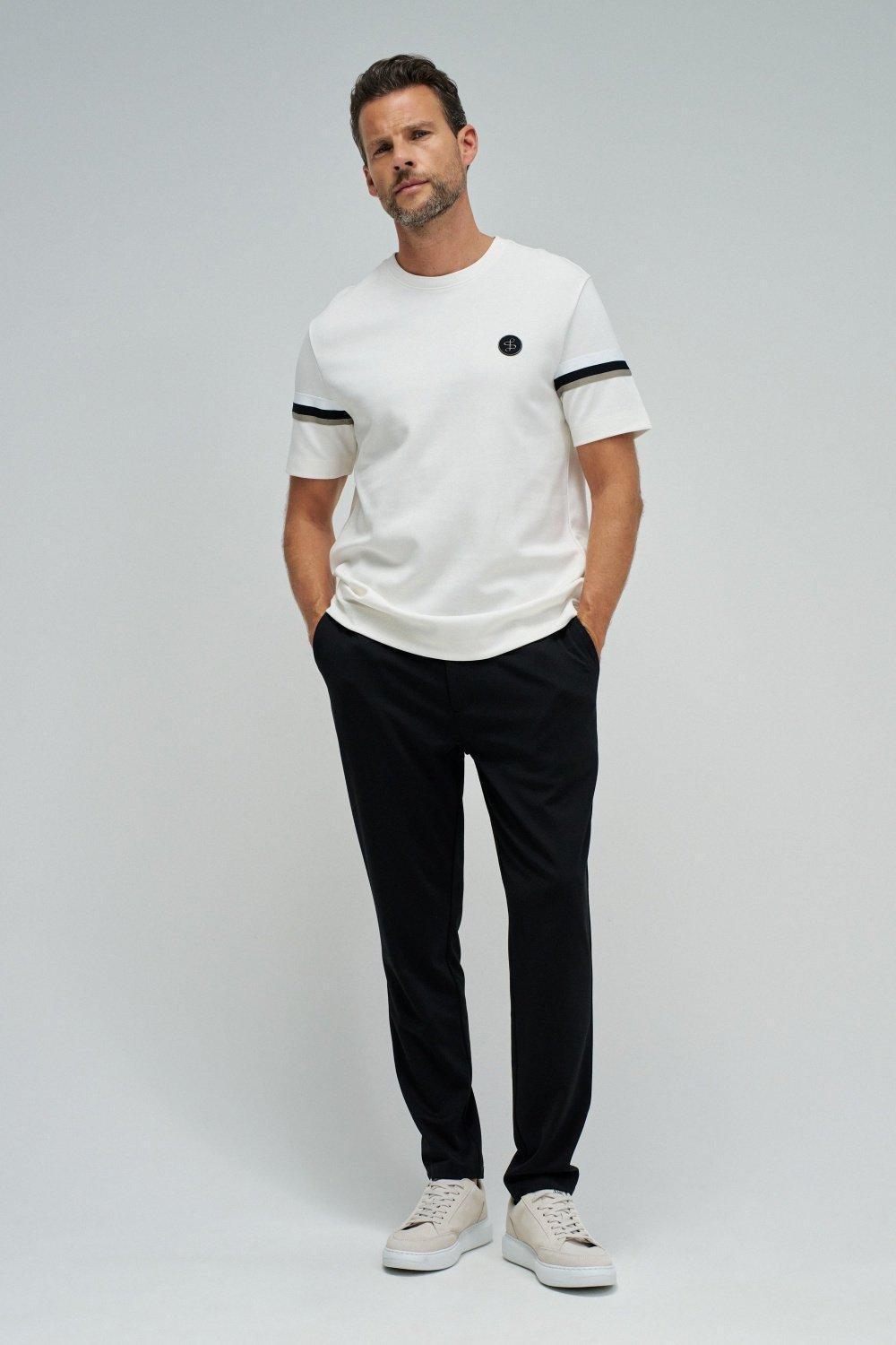 T-Shirt With Stripes, Pearl, large image number 1