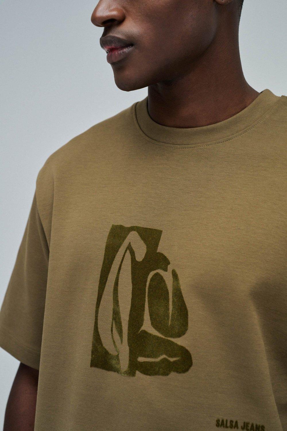 T-Shirt With Velvet Print, Green, large image number 4