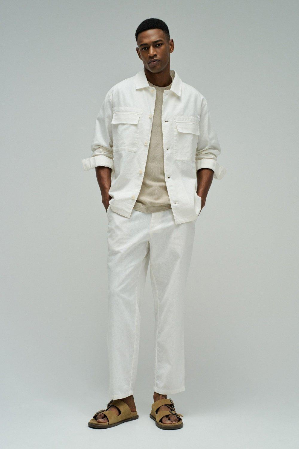 Shirt With Linen, Pearl, large image number 1