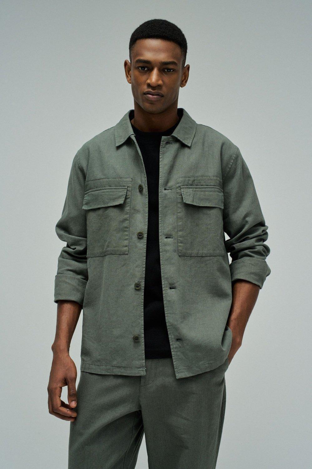 Shirt With Linen, Green, medium