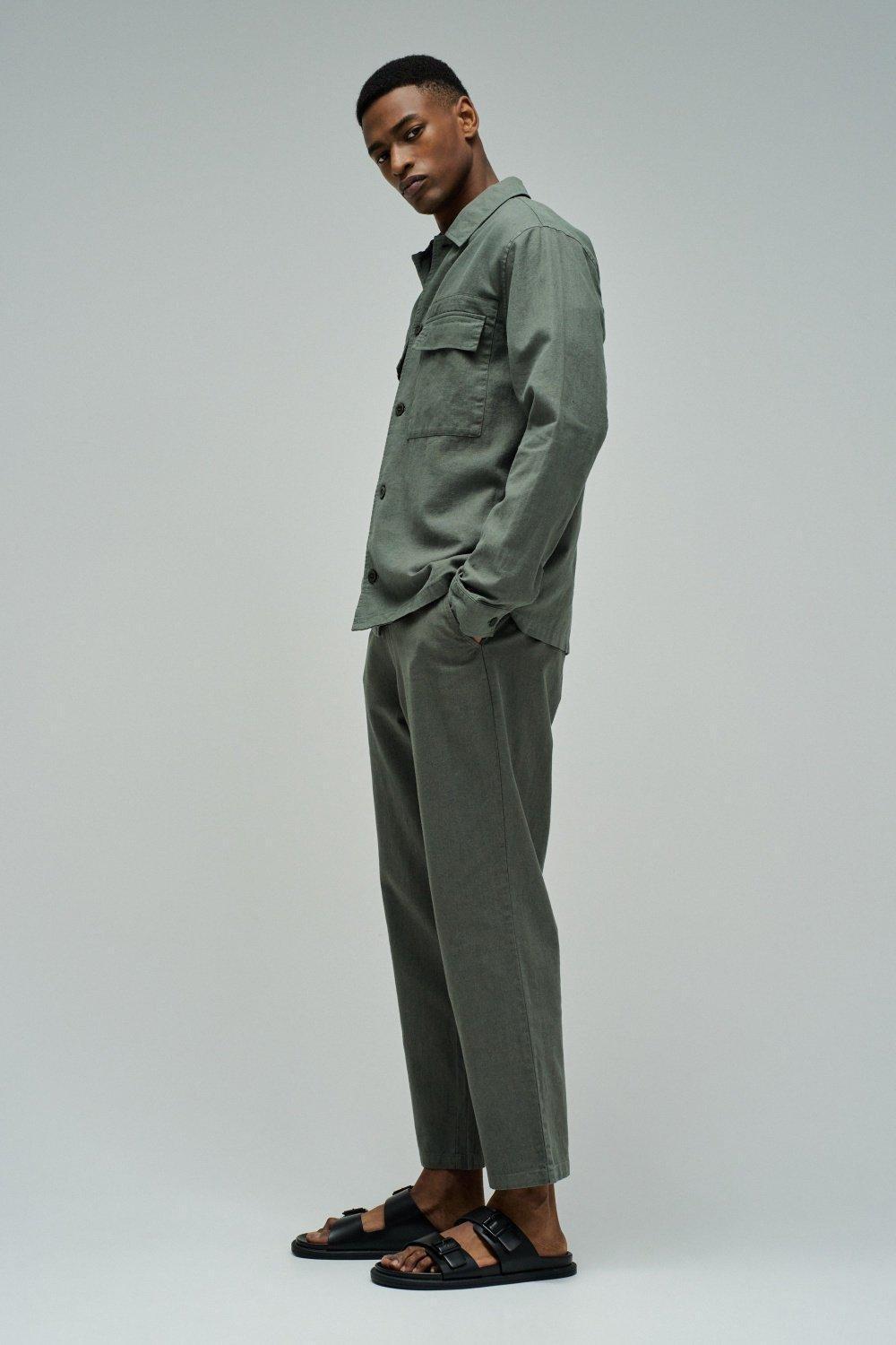 Shirt With Linen, Green, medium