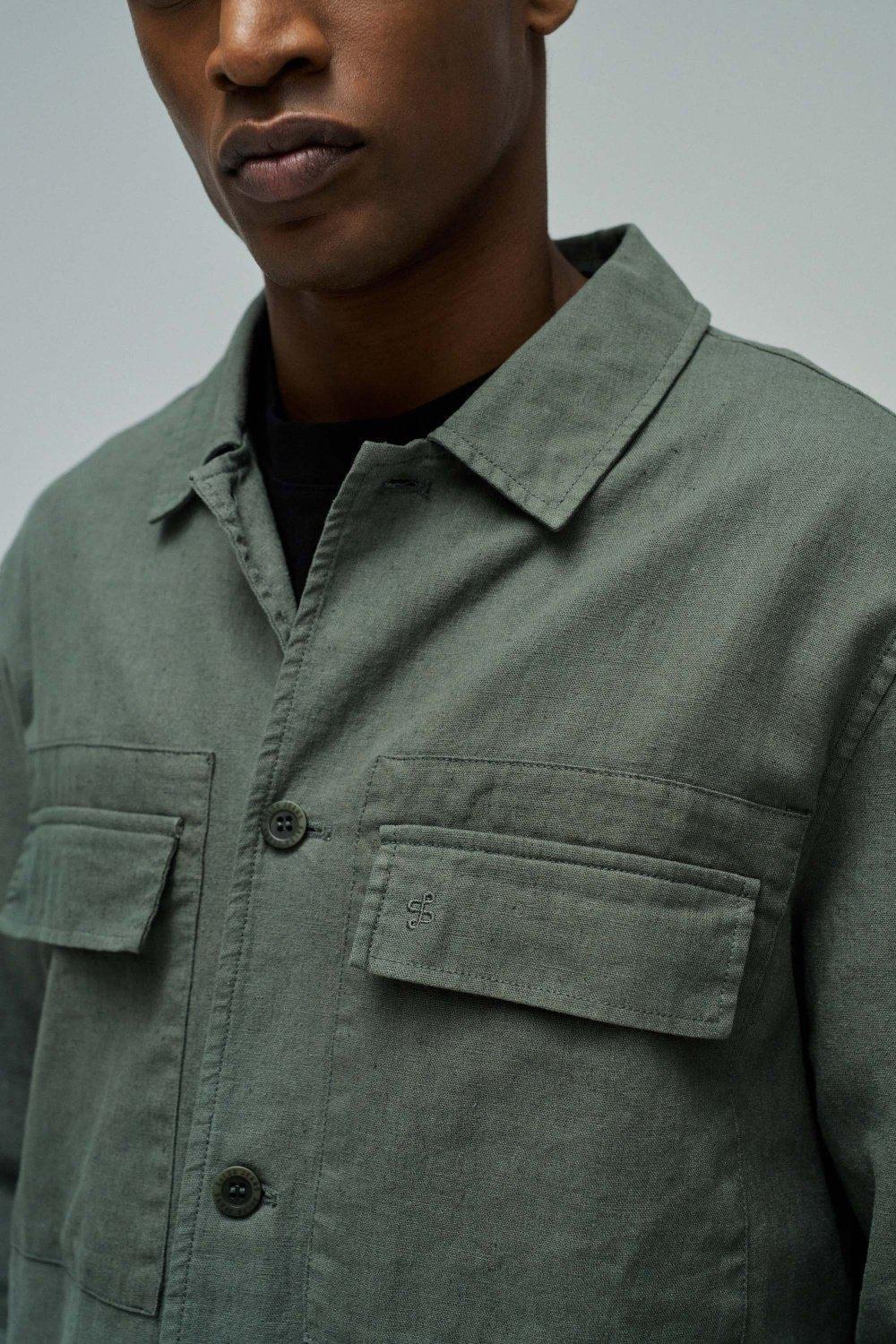 Shirt With Linen, Green, large image number 4