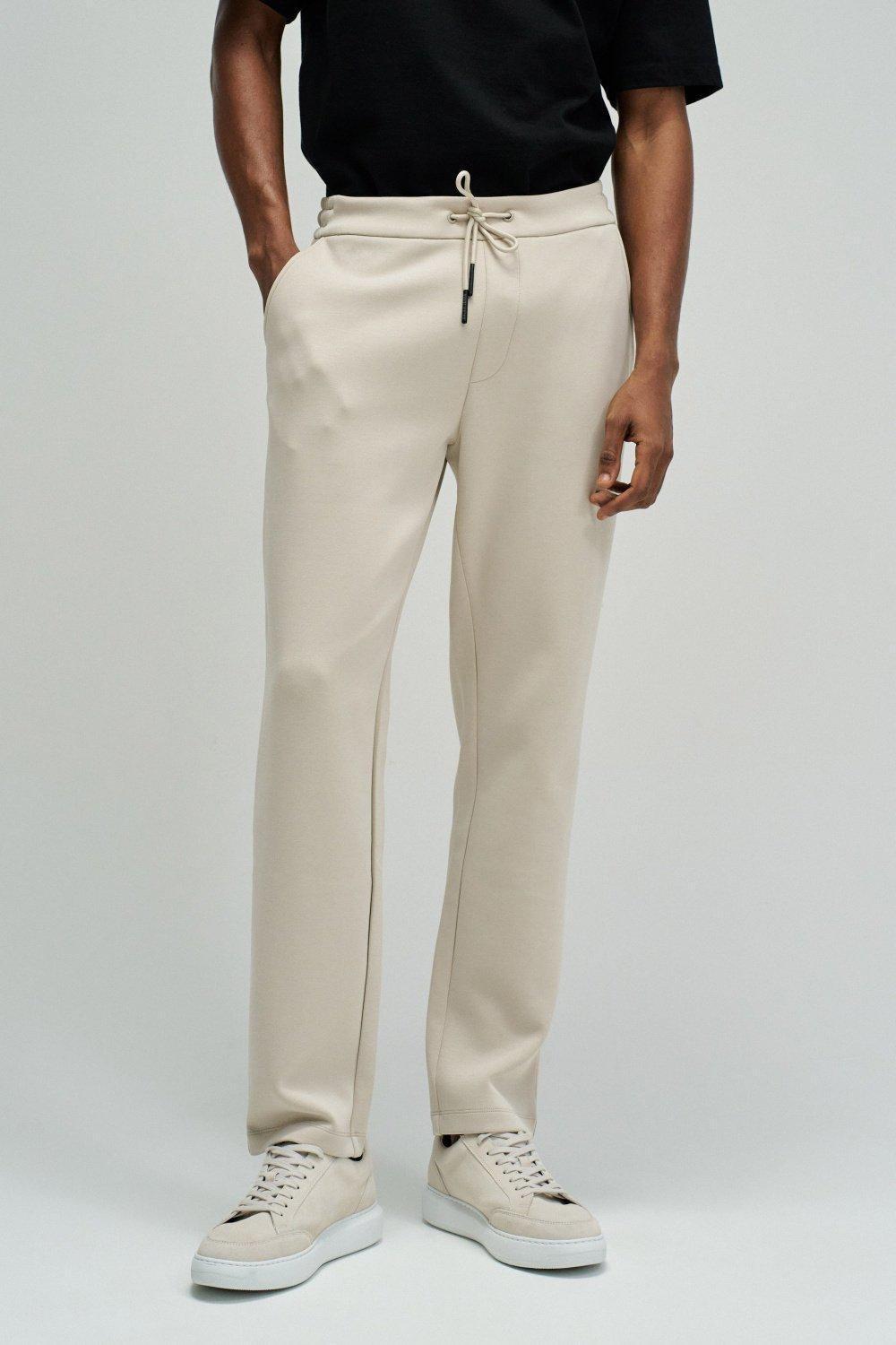 Interlock Scuba Jogger Pants Sport Set, Cream, medium