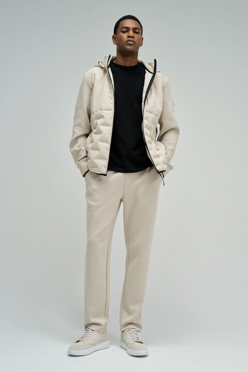 Interlock Scuba Jogger Pants Sport Set, Cream, large image number 1