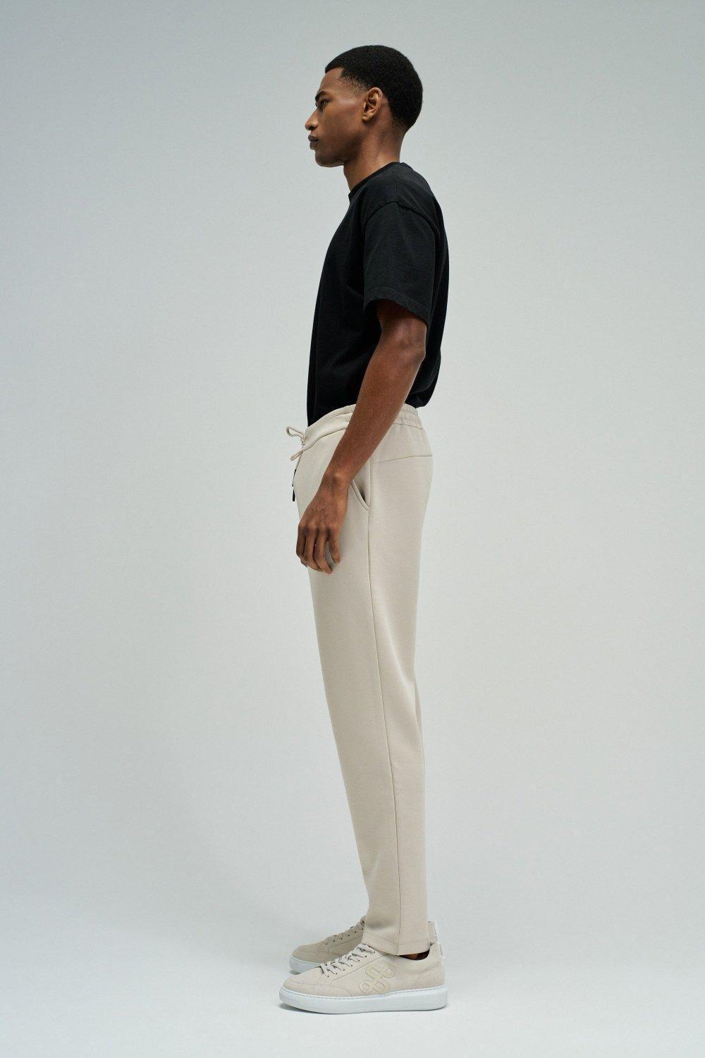 Interlock Scuba Jogger Pants Sport Set, Cream, medium