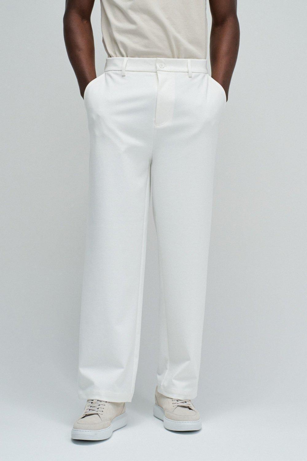 Chino Trousers With Elastic Waistband, Pearl, medium