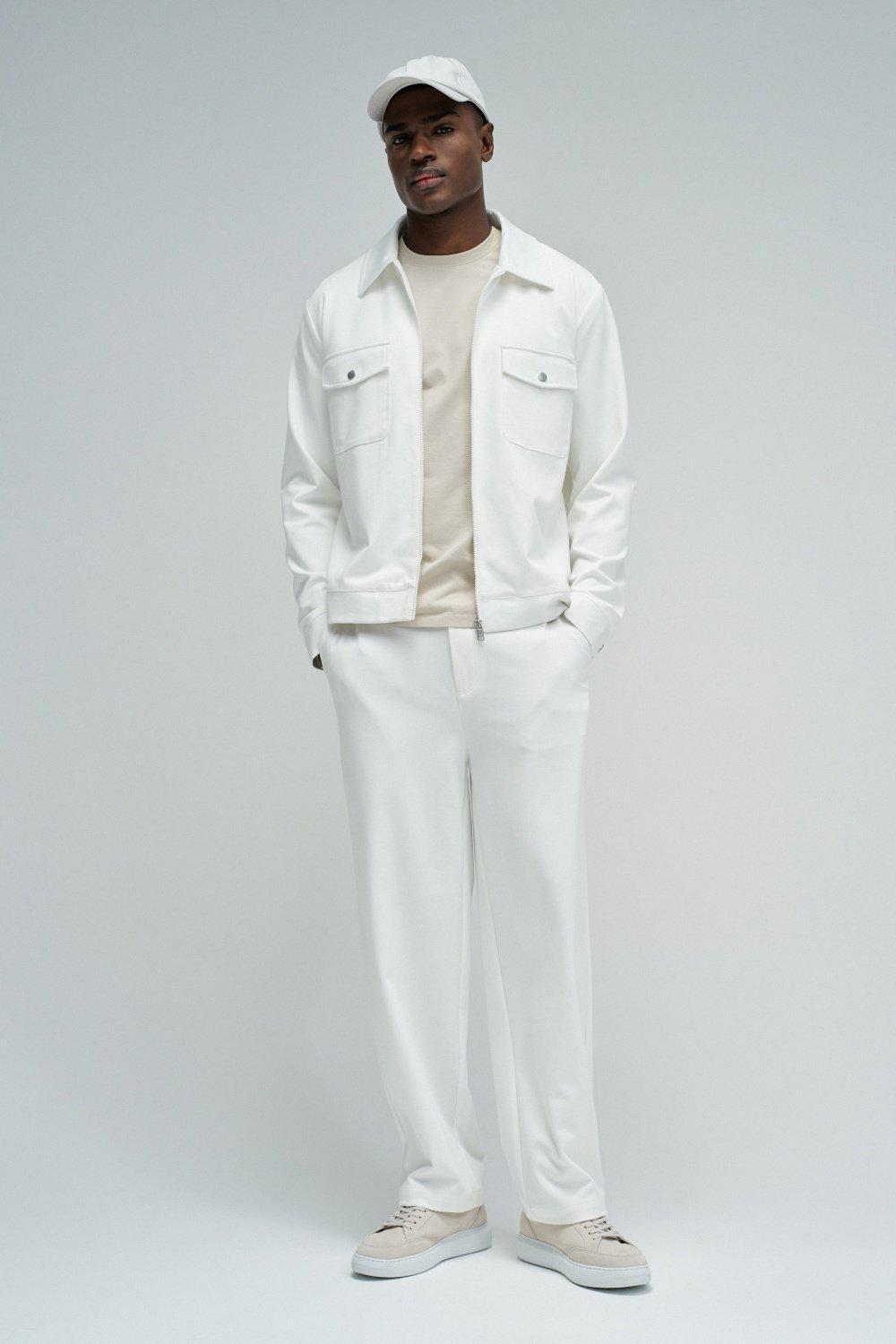 Chino Trousers With Elastic Waistband, Pearl, medium