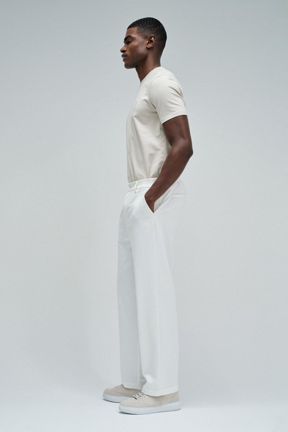 Chino Trousers With Elastic Waistband, Pearl, medium