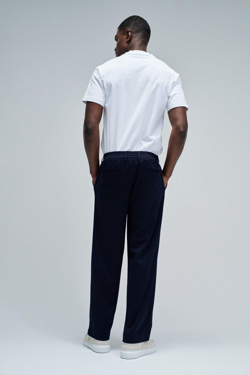 Chino Trousers With Elastic Waistband, Navy, large image number 3