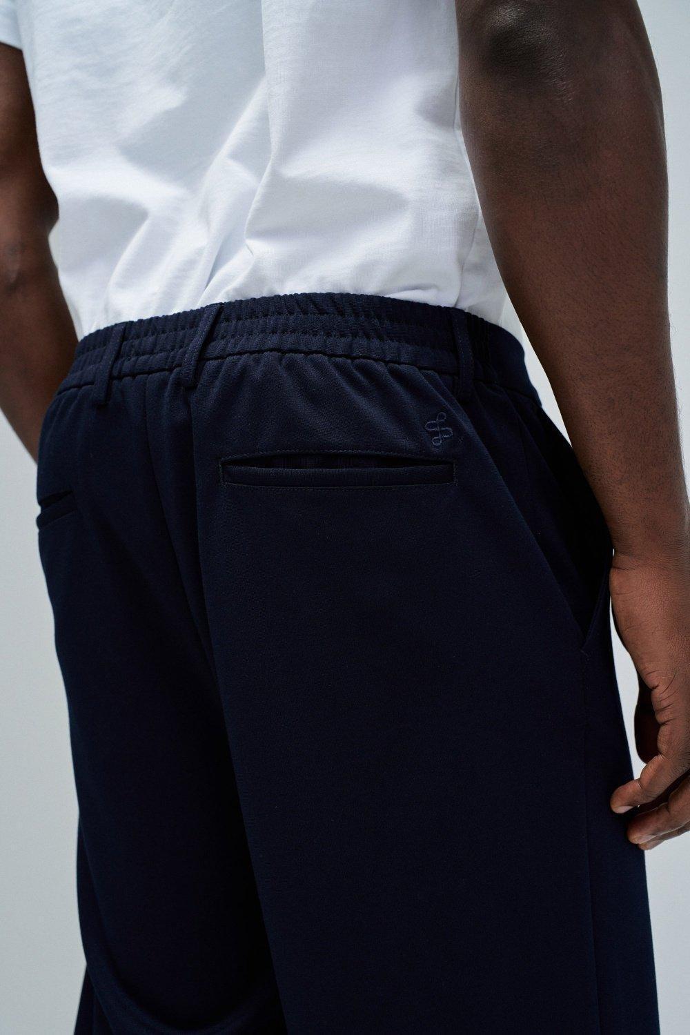Chino Trousers With Elastic Waistband, Navy, large image number 4