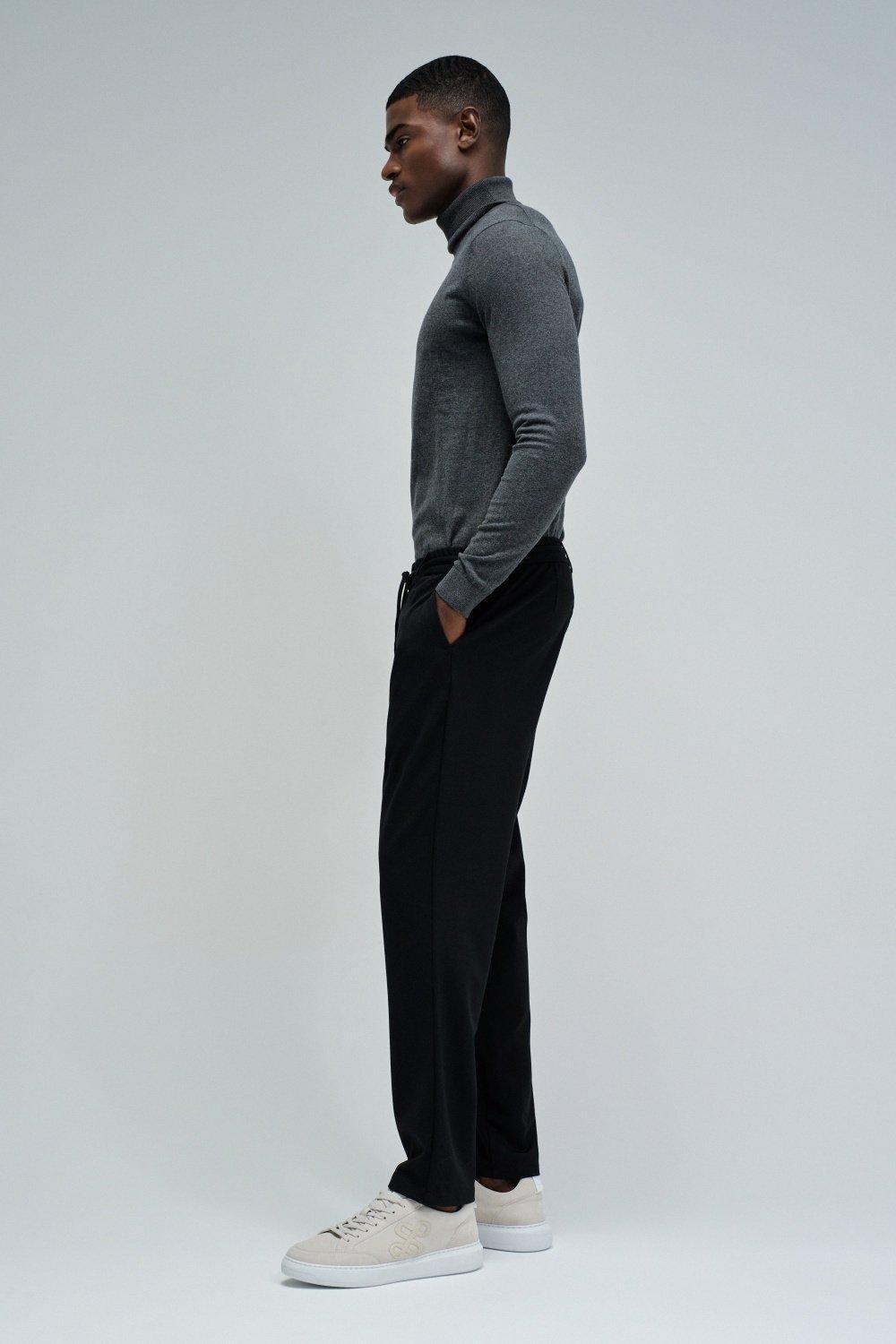 Joggers Trousers In Fabric, Black, medium