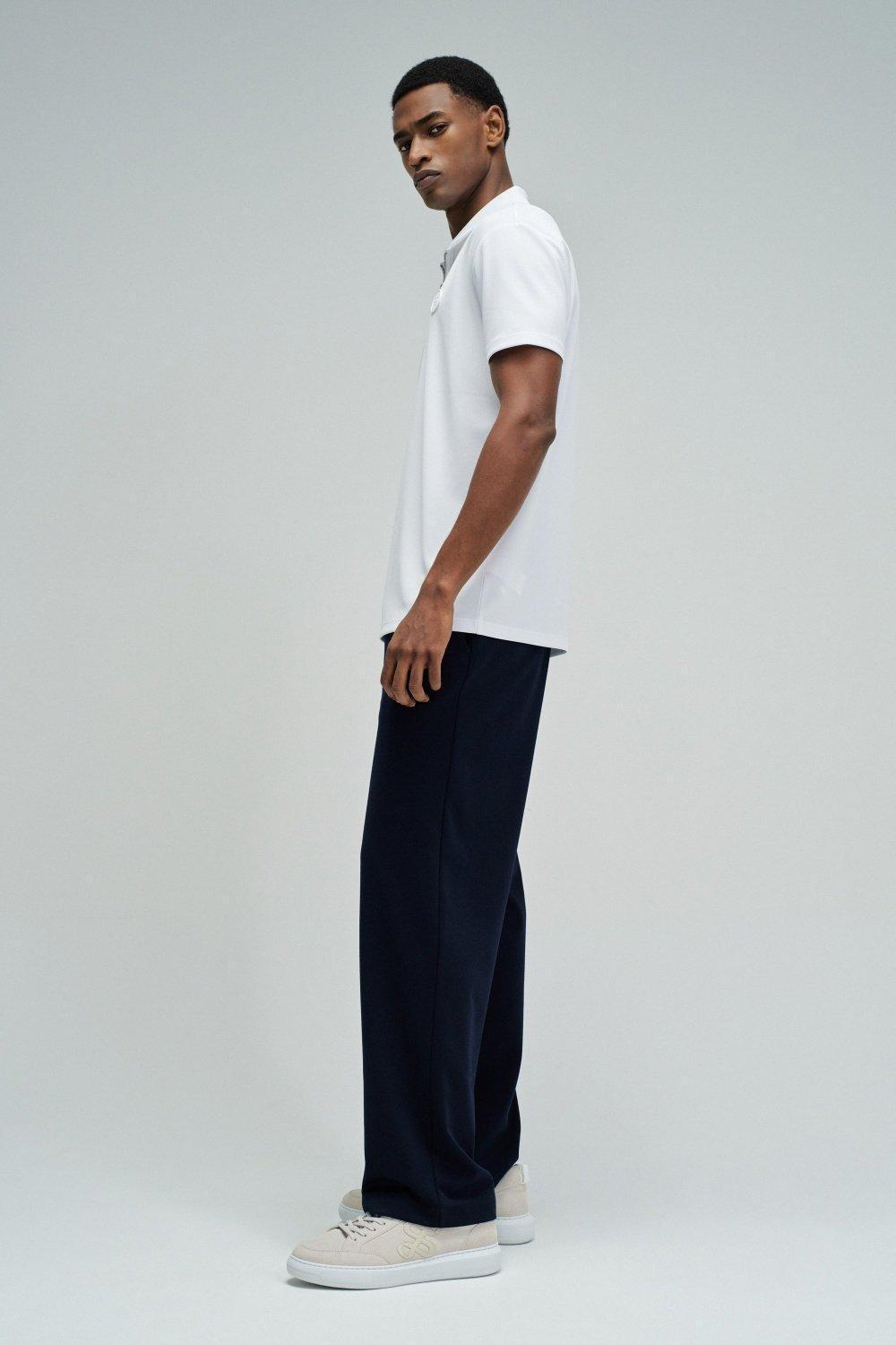 Polo Regular Fit Pique with Structure and Zip, White, medium
