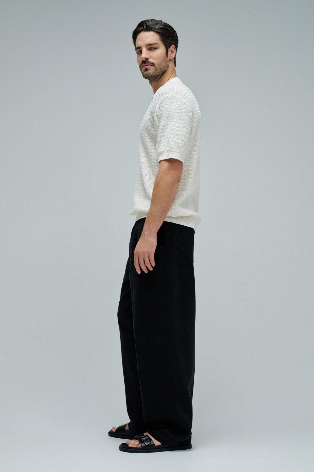Knitted Mesh Polo, Pearl, medium