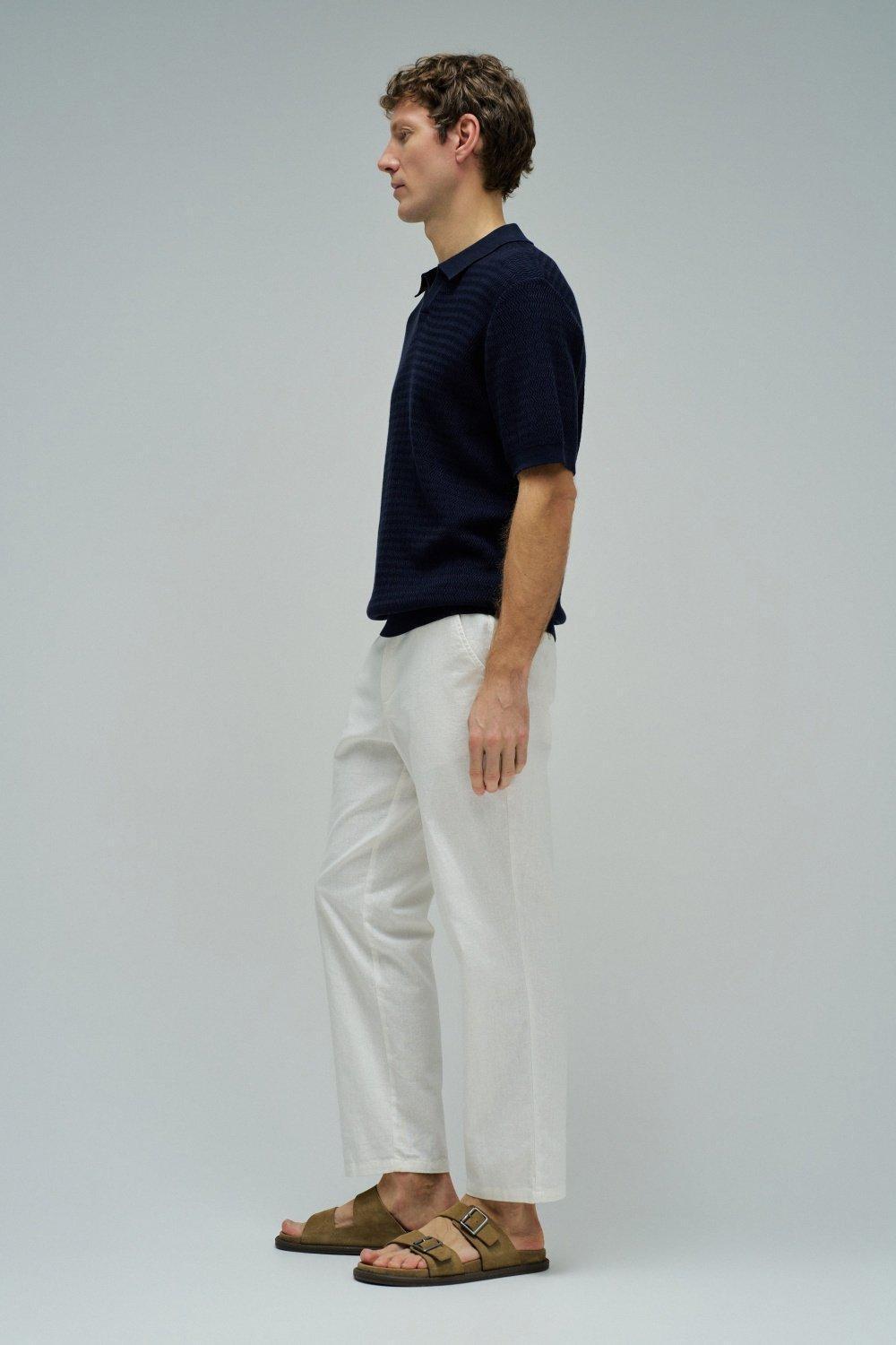 Knitted Mesh Polo, Navy, medium