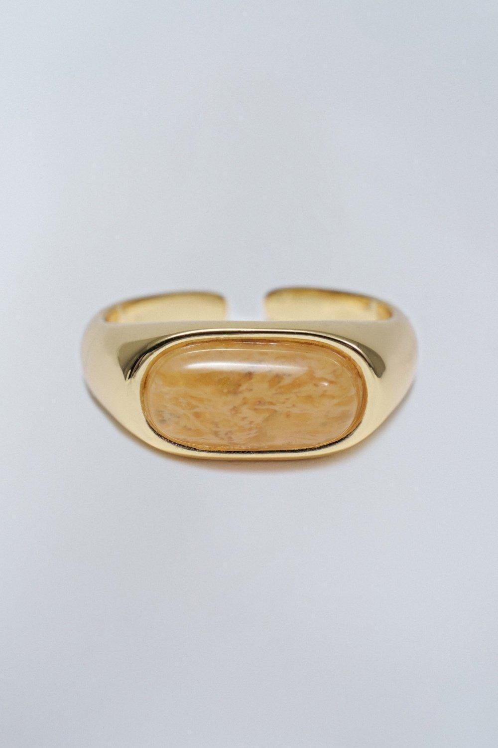 Adjustable Ring With Stone , Gold, medium