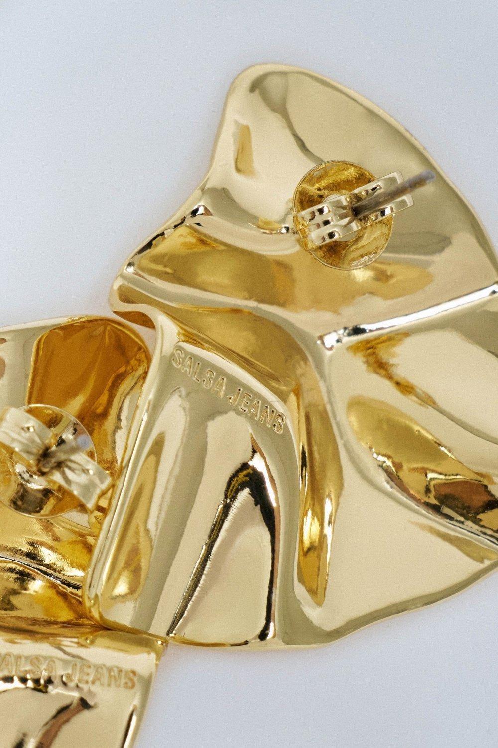 Wavy Earrings, Gold, medium