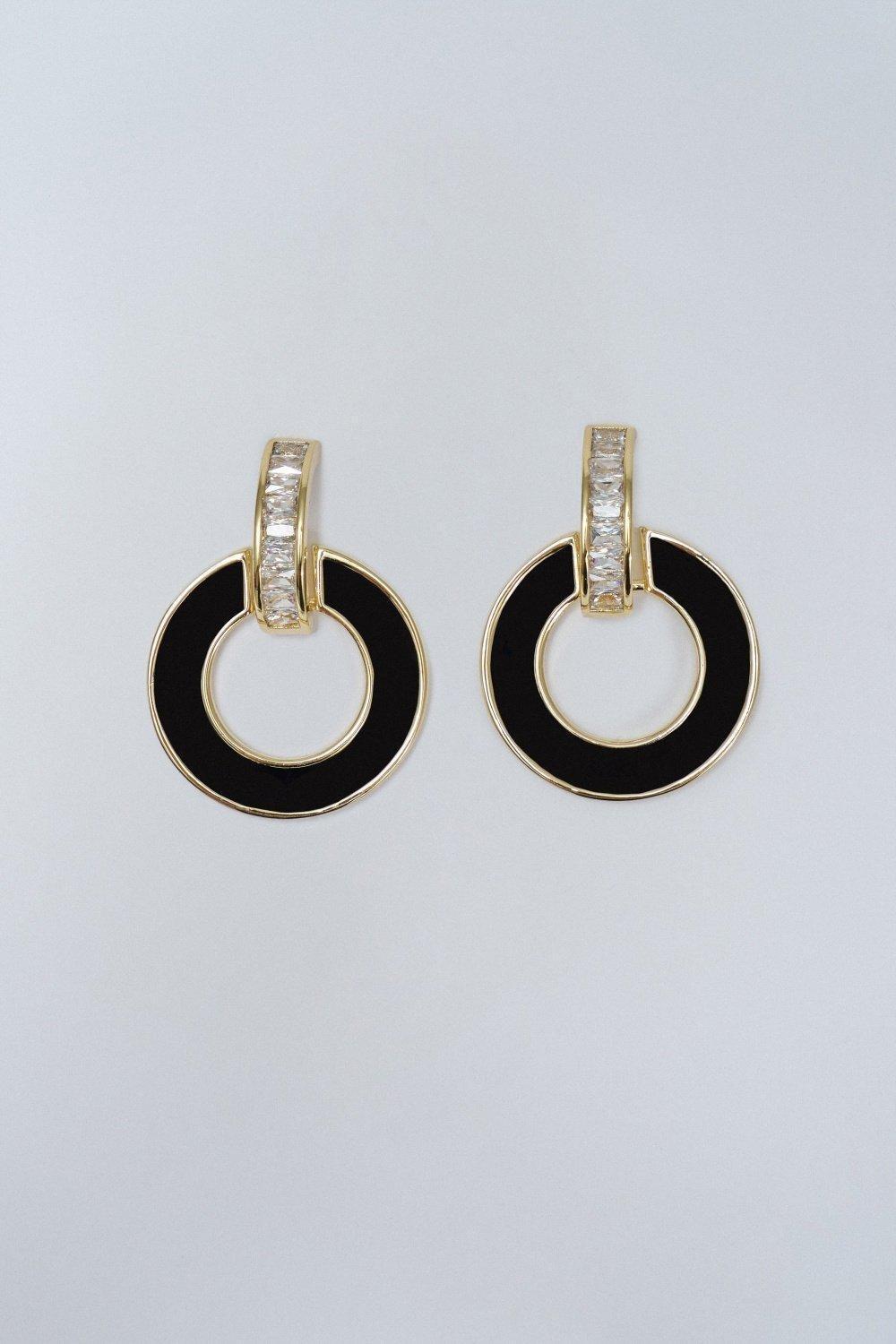 Black Hoop Earrings, Black, large image number 0