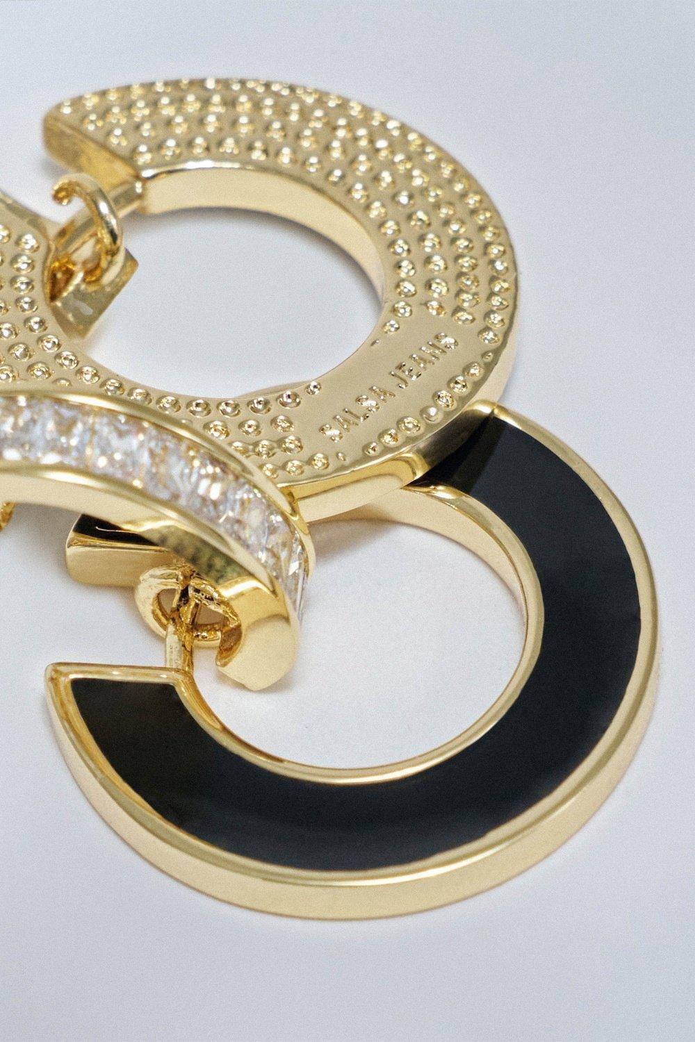 Black Hoop Earrings, Black, large image number 1