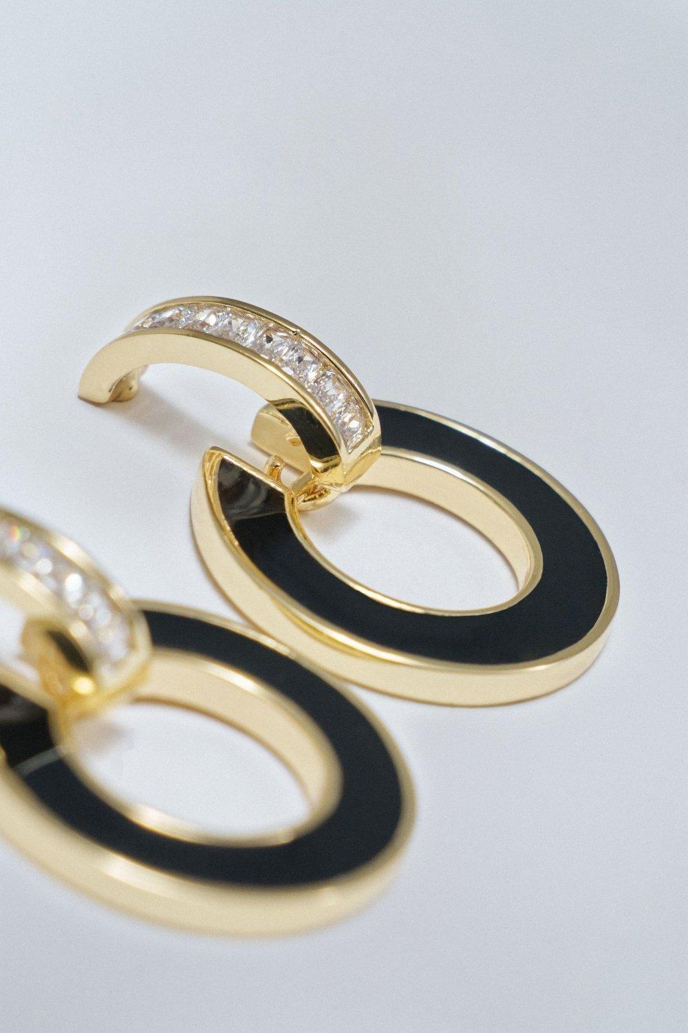 Black Hoop Earrings, Black, large image number 3