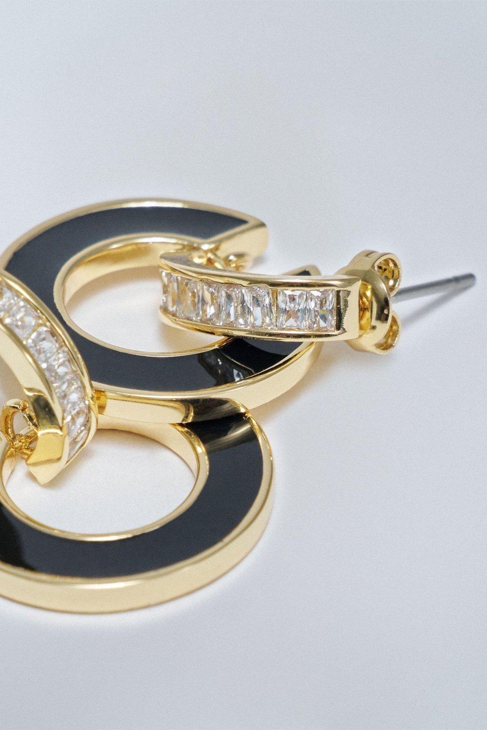 Black Hoop Earrings, Black, large image number 4