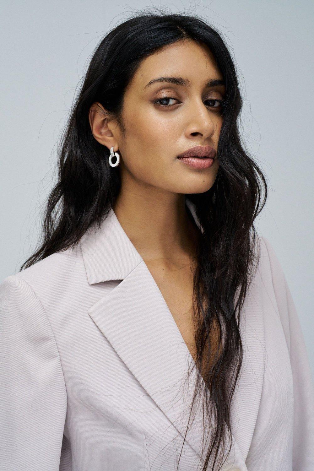 Hoop Earrings, White, large image number 2