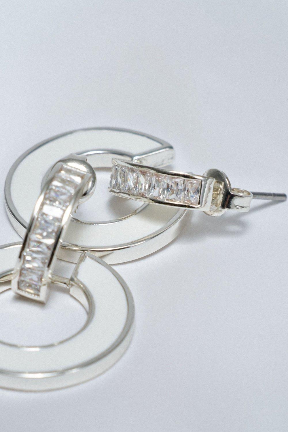 Hoop Earrings, White, large image number 4