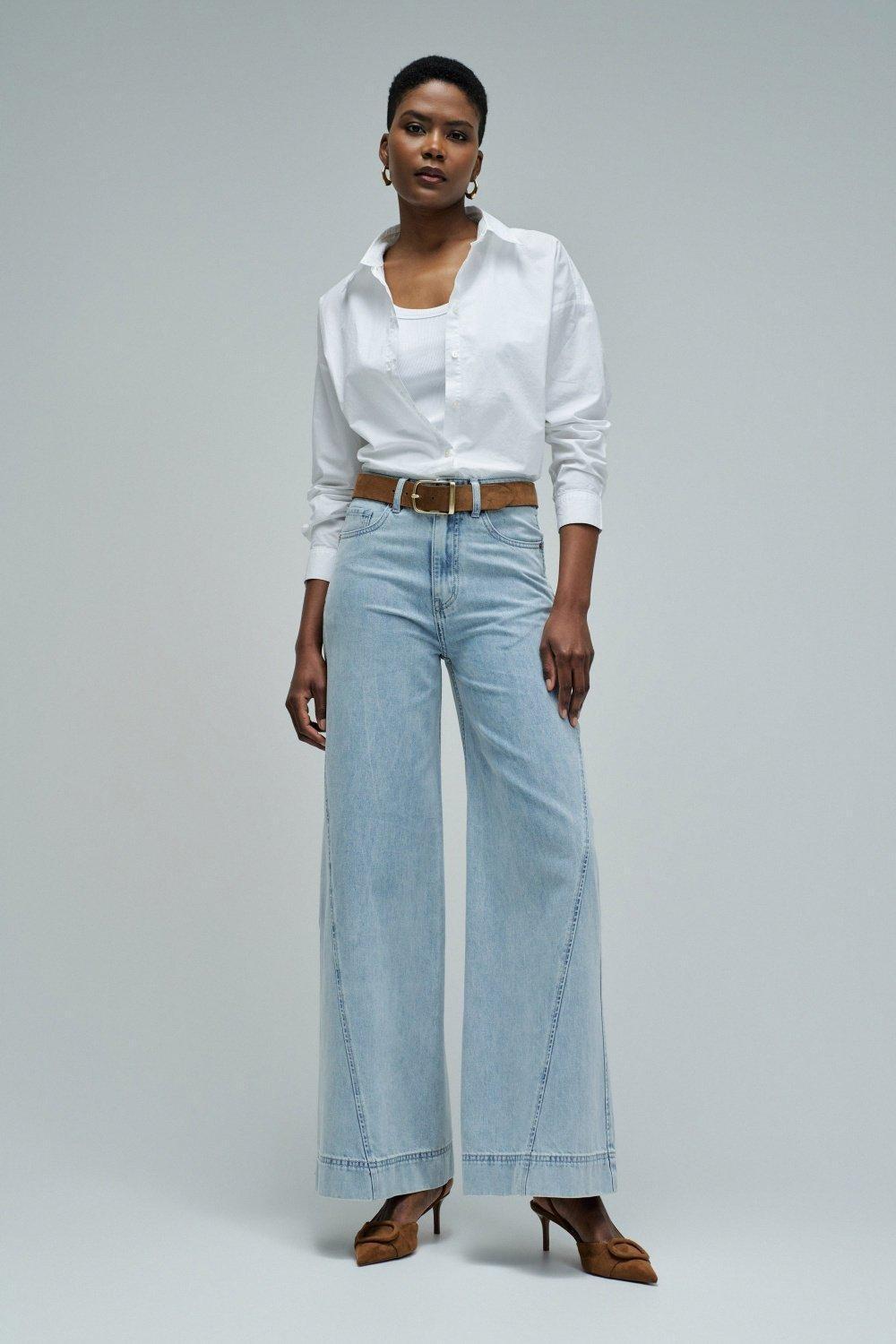 Wide Leg Super Wide Jeans, Blue, large image number 1