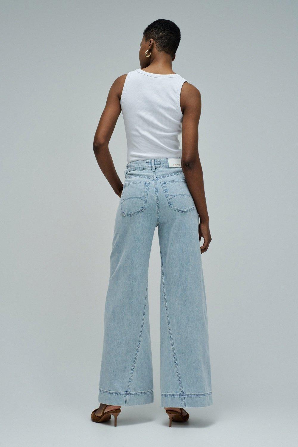 Wide Leg Super Wide Jeans, Blue, large image number 3