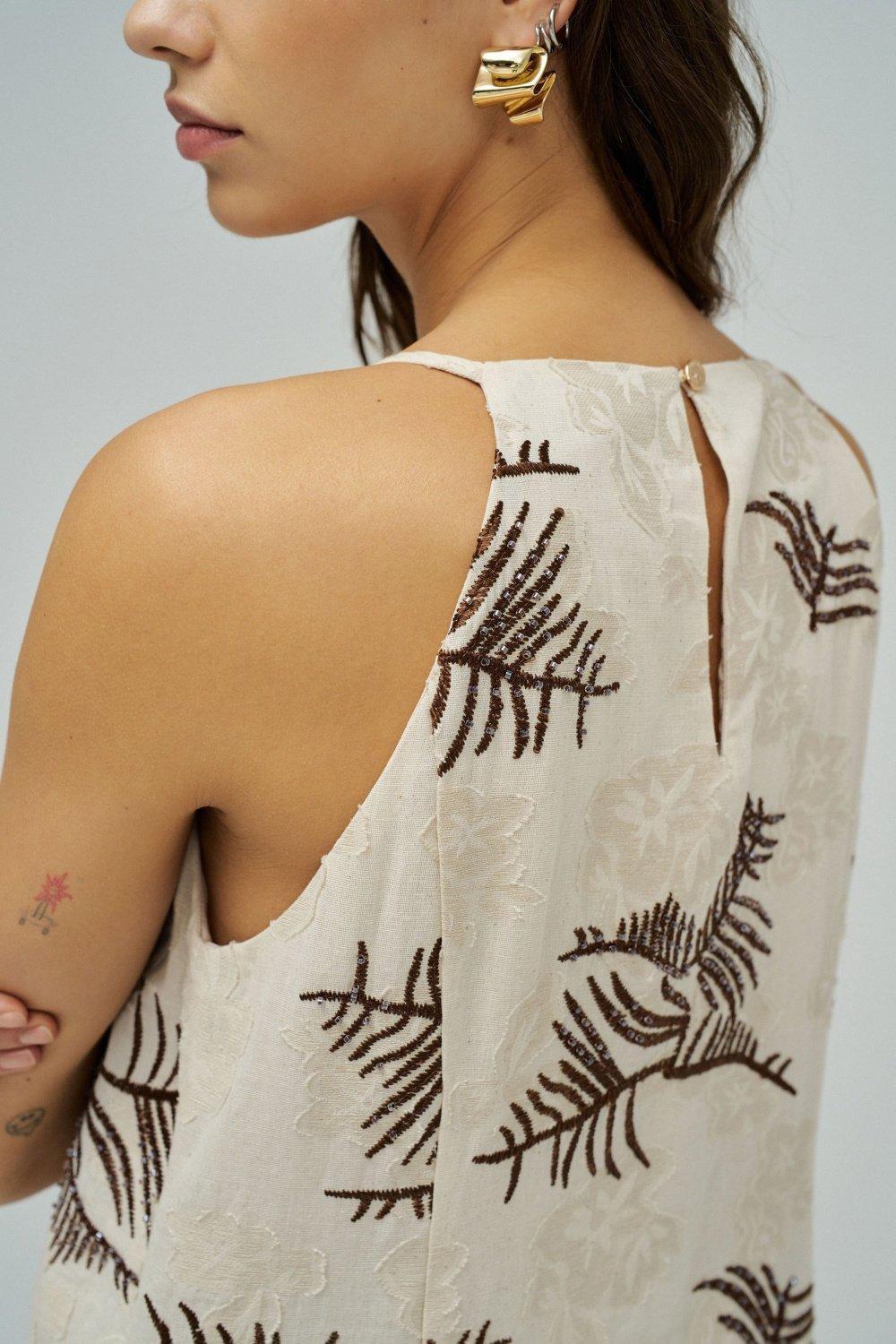 Midi Dress With Embroideries, White, large image number 4