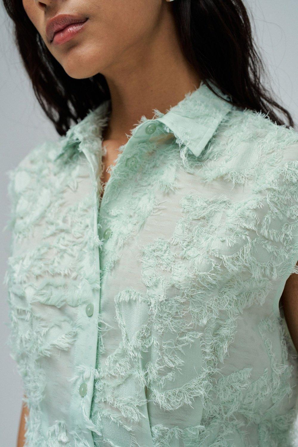 Shirt With Jacquard, Turquoise, large image number 4