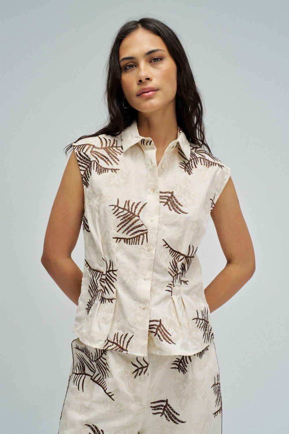Shirt With Embroidery, White, medium
