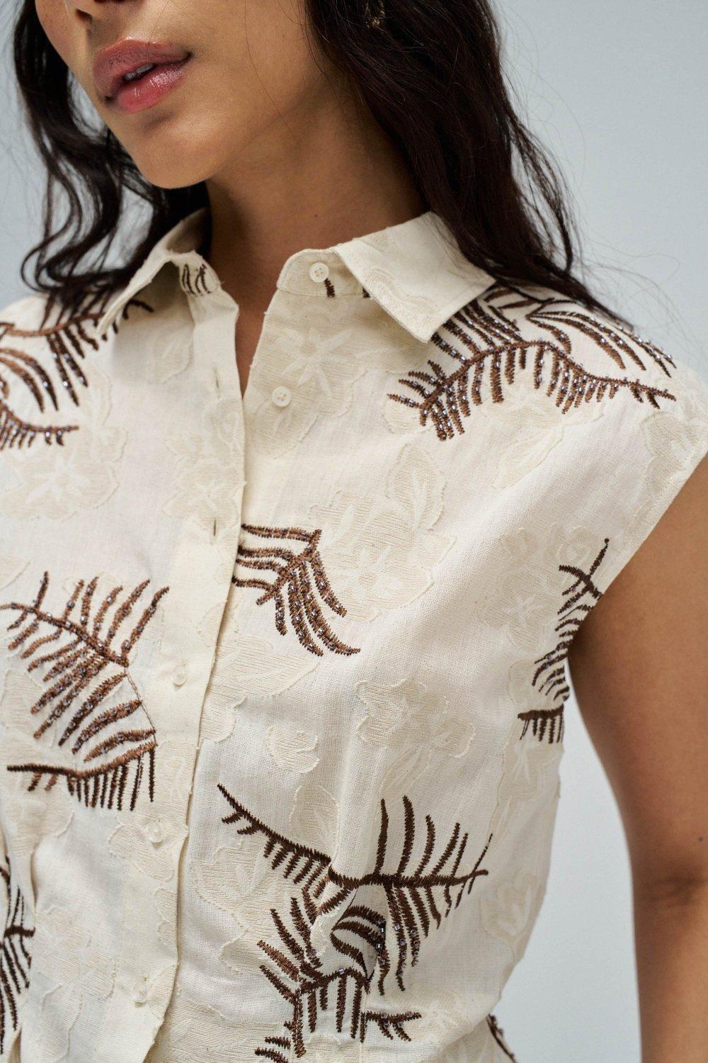 Shirt With Embroidery, White, large image number 4