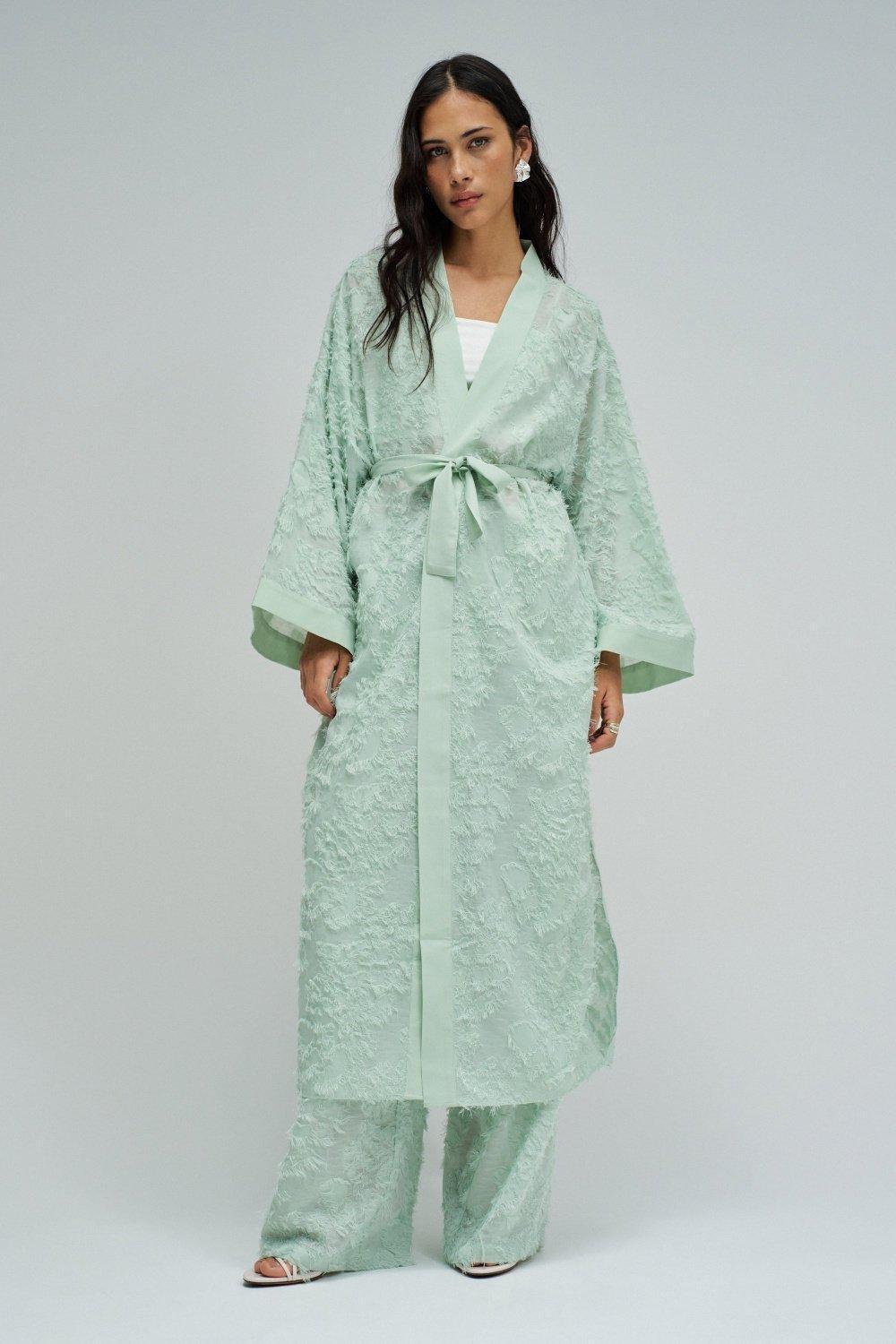 Kimono With Jacquard, Green, large image number 1