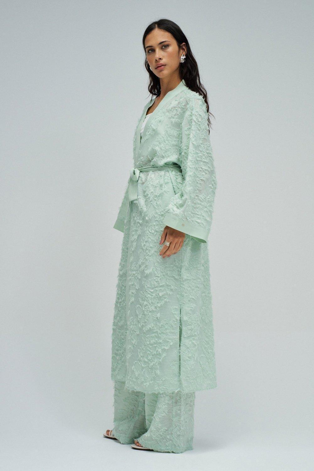 Kimono With Jacquard, Turquoise, large image number 2