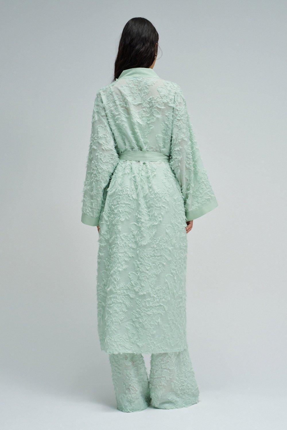 Kimono With Jacquard, Turquoise, large image number 3