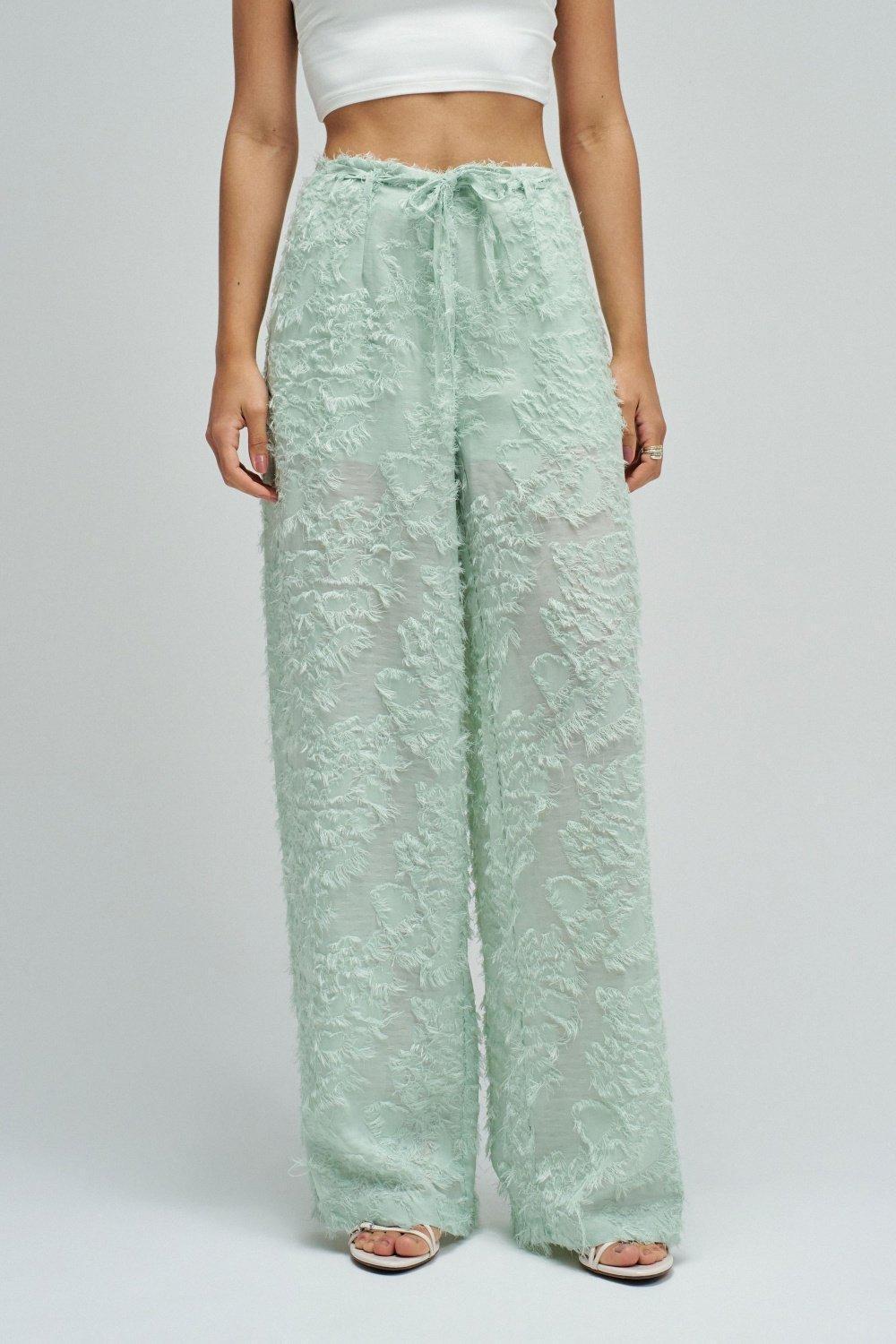 Regular Fit Trousers With Jacquard, Turquoise, medium