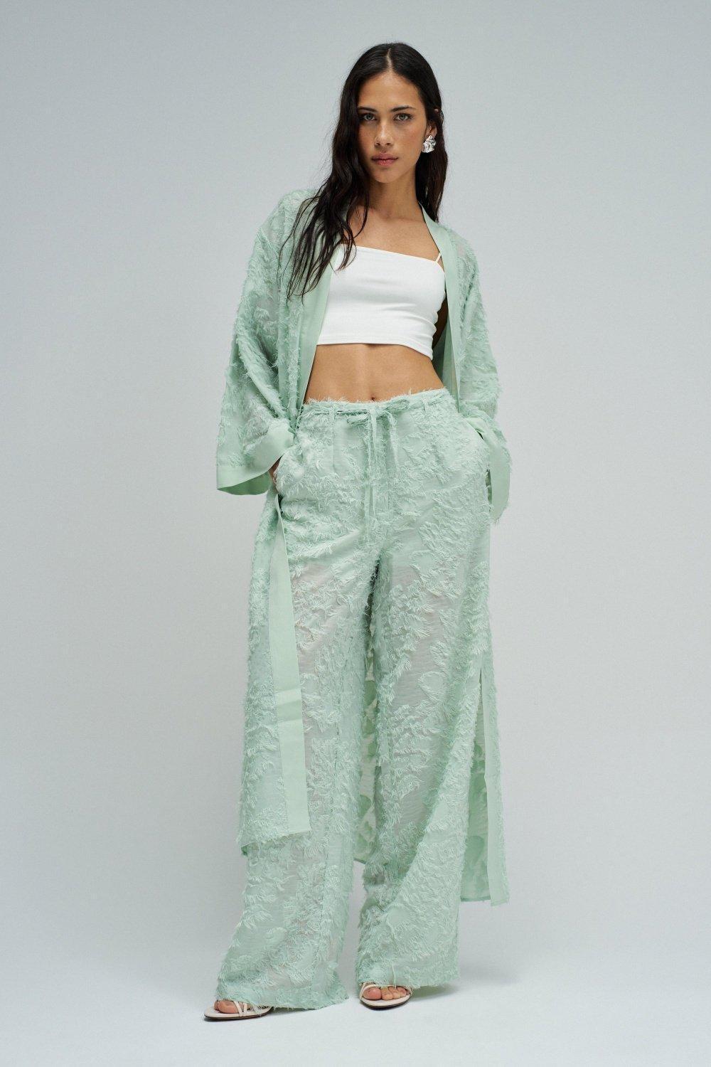 Regular Fit Trousers With Jacquard, Green, medium