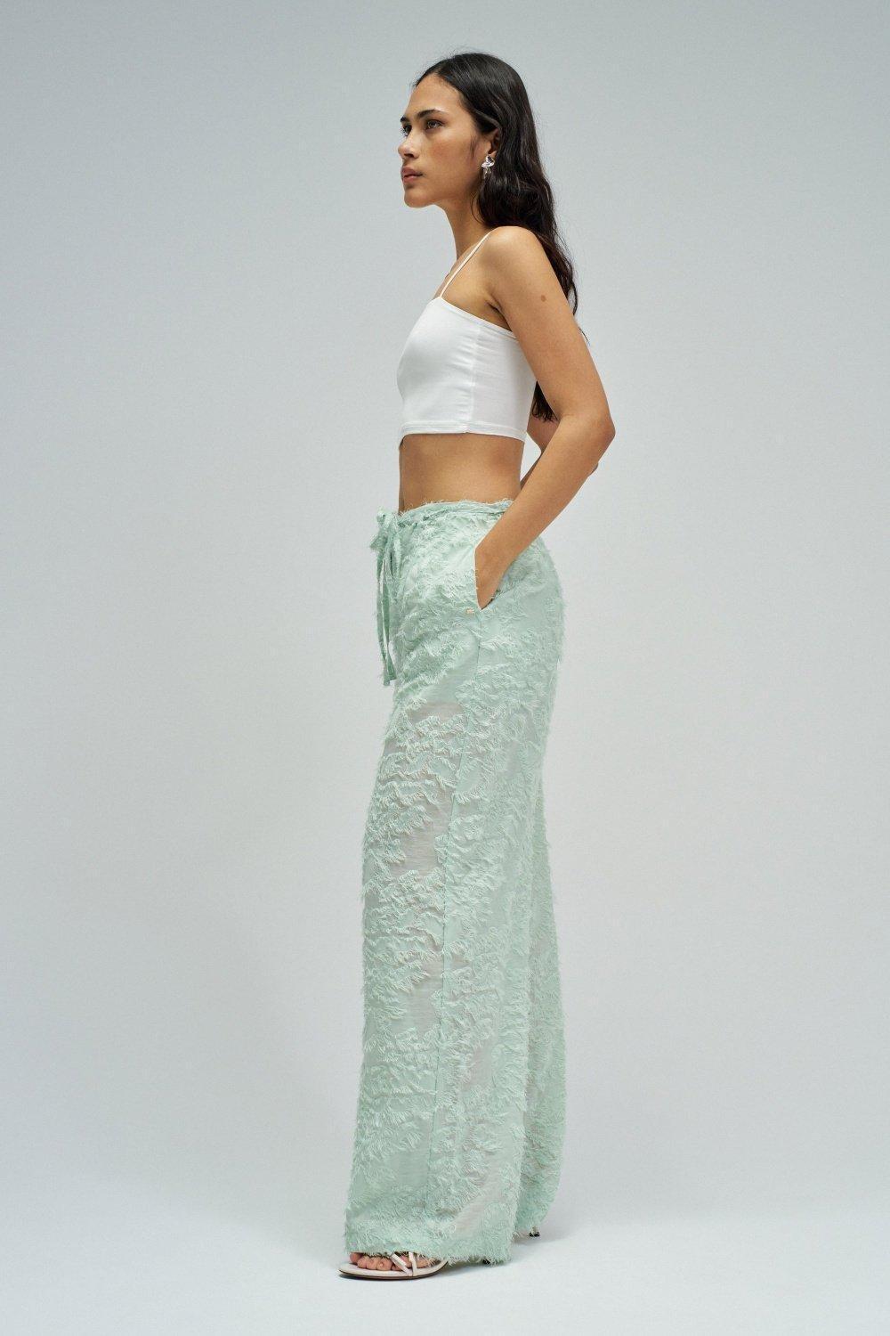 Regular Fit Trousers With Jacquard, Turquoise, medium