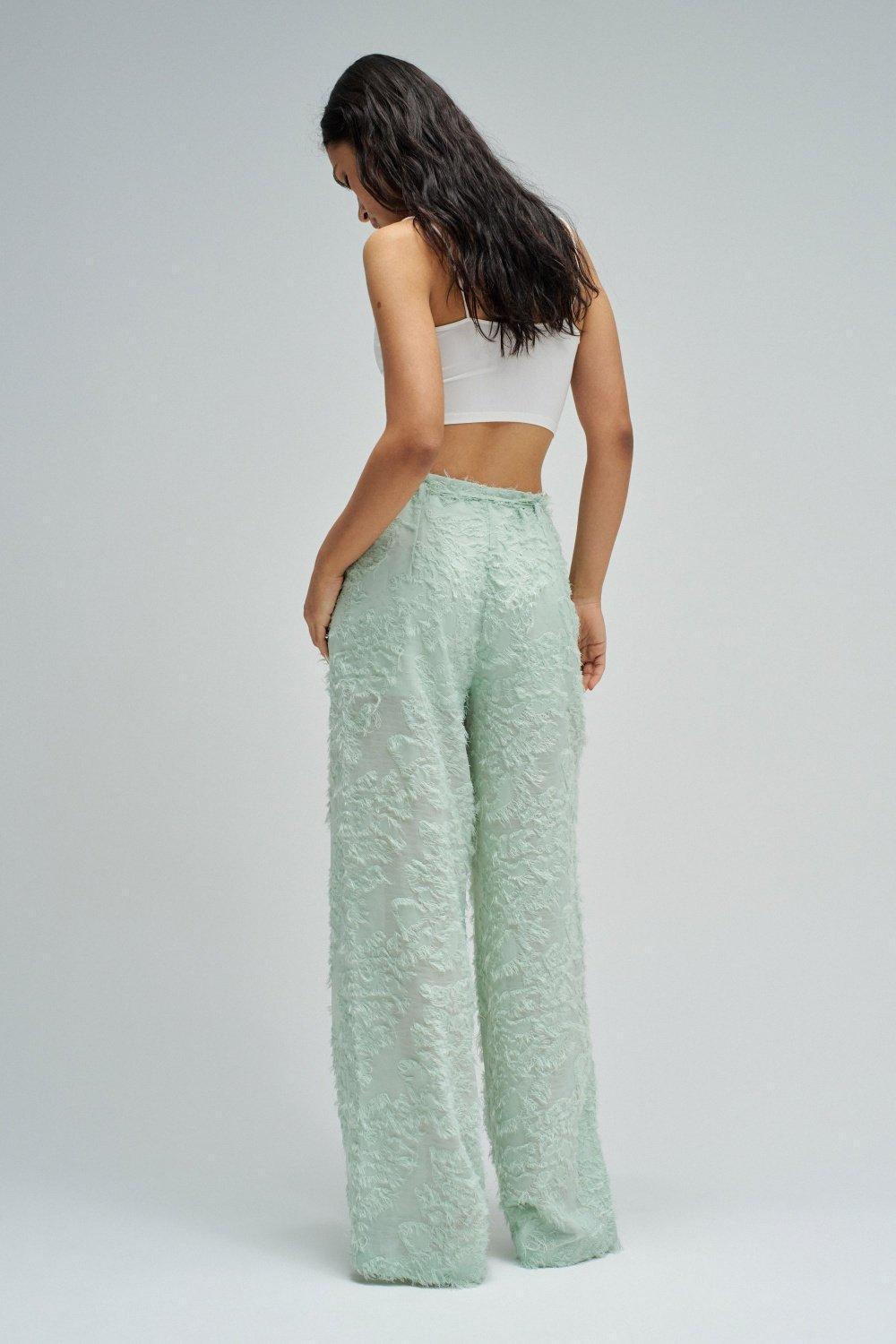 Regular Fit Trousers With Jacquard, Turquoise, large image number 3