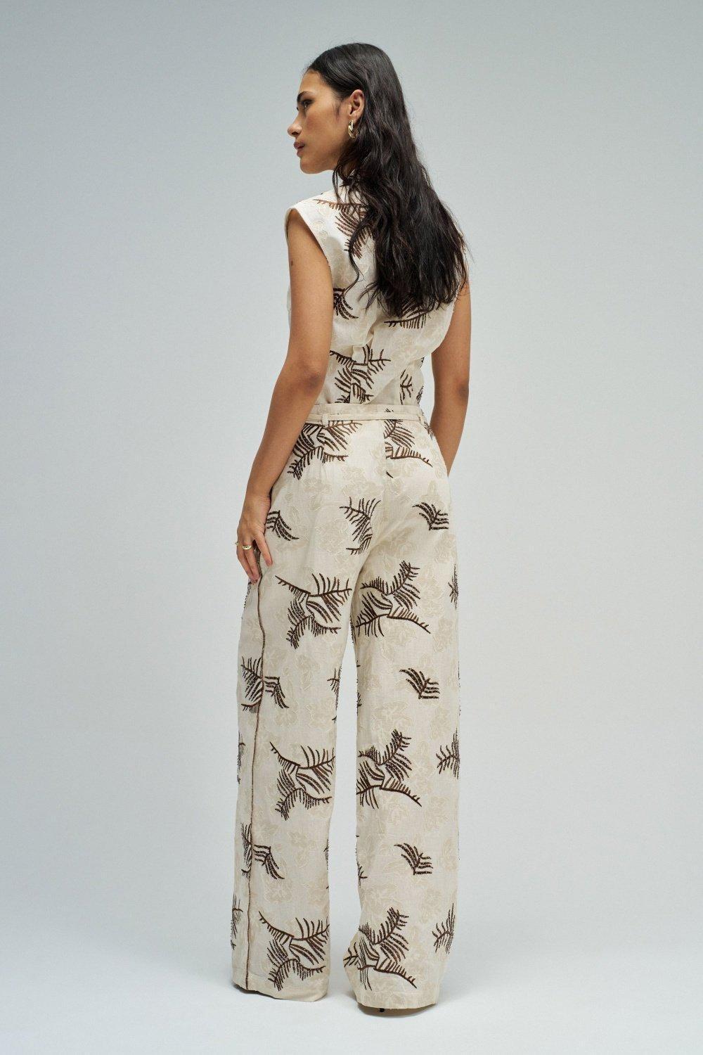 Regular Fit Trousers With Embroidery, White, large image number 3