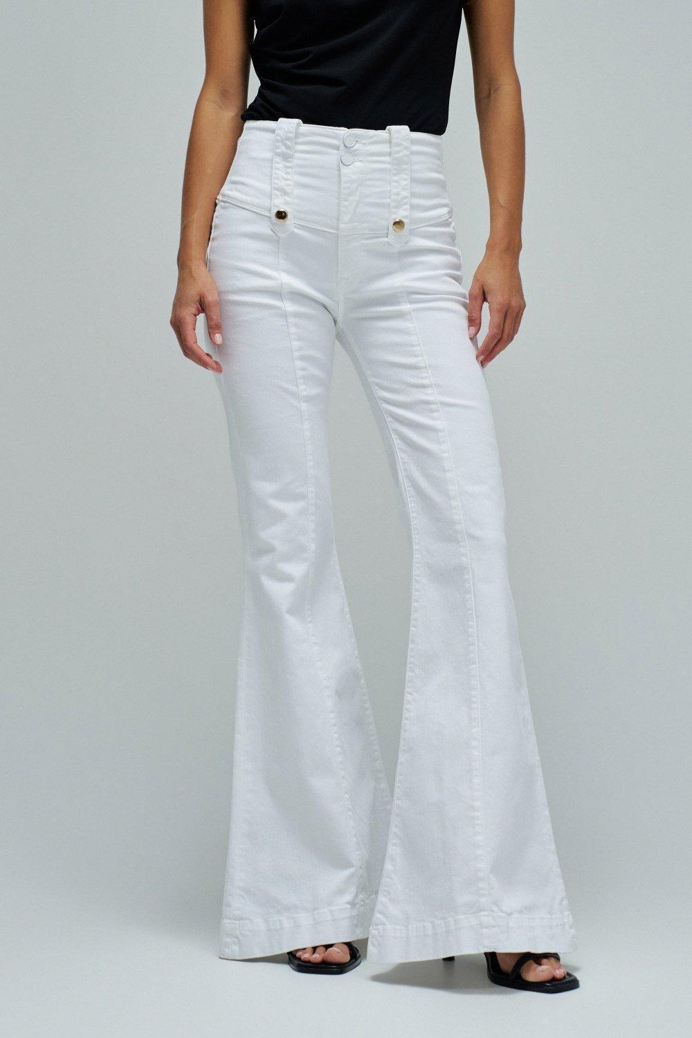 Diva Push In Flare Jeans, White, medium