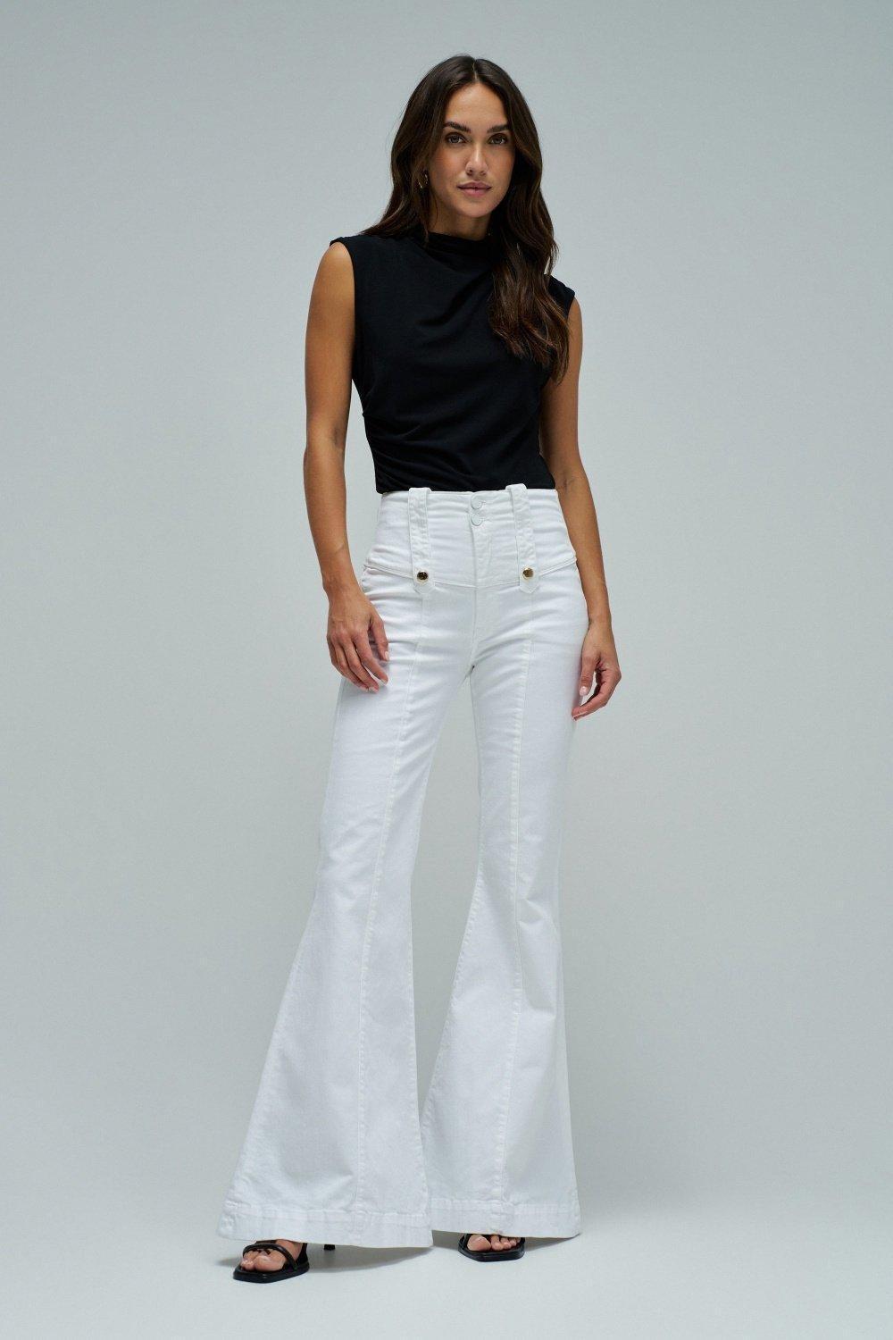 Diva Push In Flare Jeans, White, medium