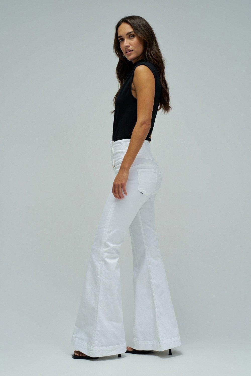 Diva Push In Flare Jeans, White, medium