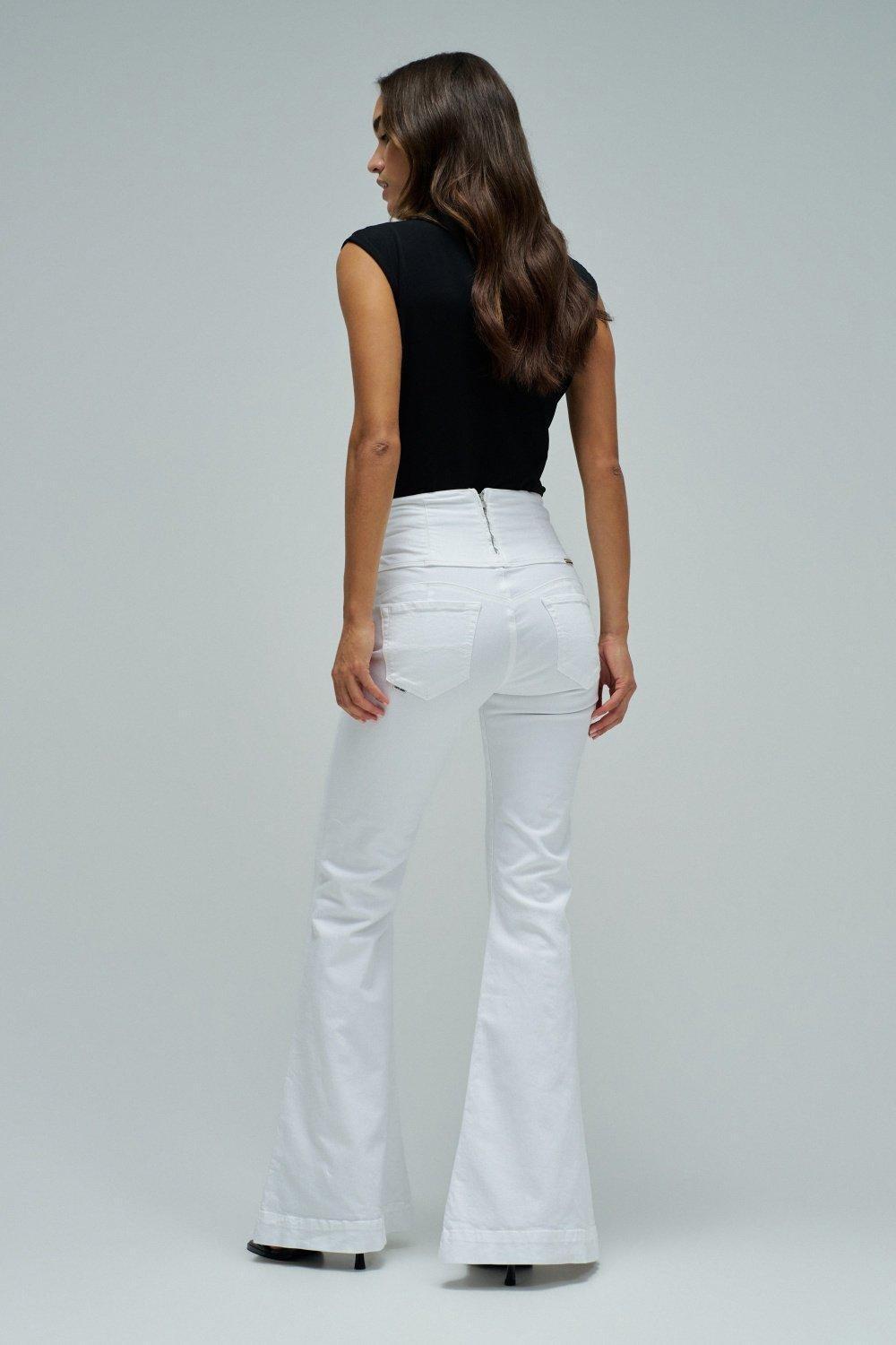 Diva Push In Flare Jeans, White, large image number 3